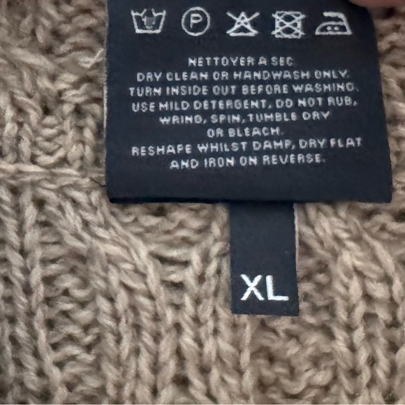 Aran Cable Knit Cardigan Sweater Womens XL Beige Collared New England Fisherman - Picture 11 of 11